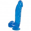  Doc Johnson Jelly Jewels  Cock and Balls with Suction Cup  Blue, 16   3,5 