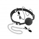         Fetish Tentation Gag Ball with Nipple Clamps, 4 