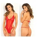  Crotchless Lace & Mesh Teddy Red, S/M
