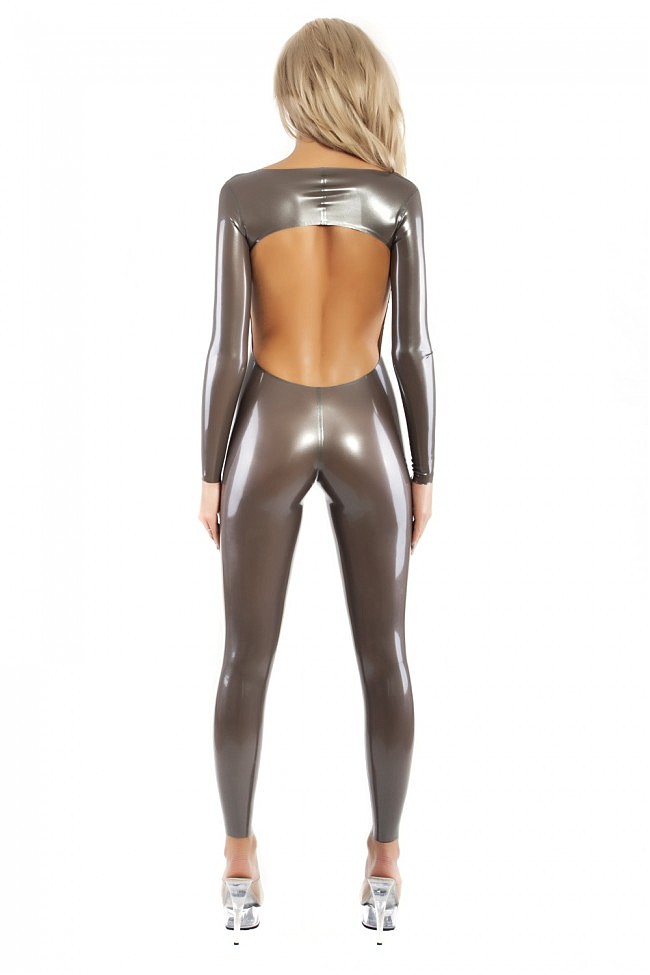          Latex Catsuit Open Back With Zipper