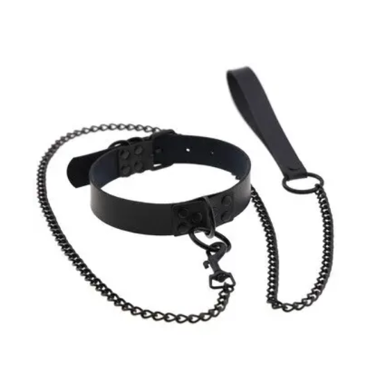     DS Fetish Collar with leash black