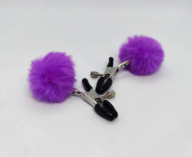    DS Fetish Nipple clamps metal poliester violet