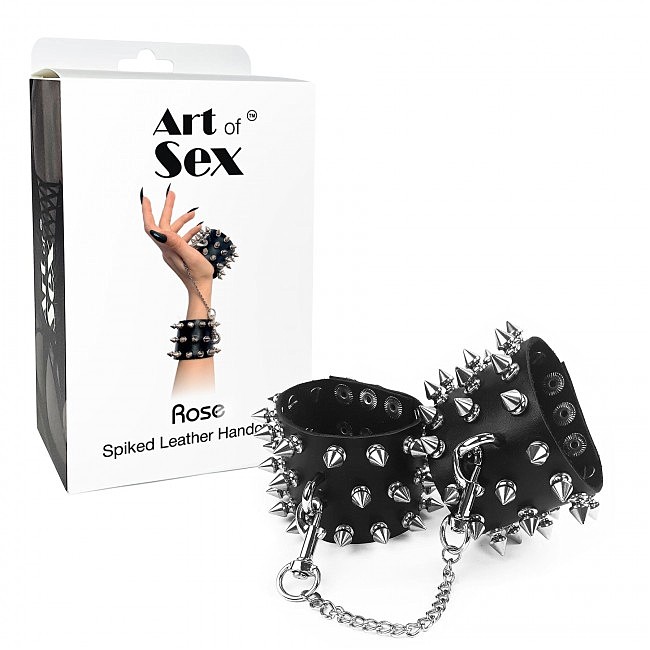    Art of Sex — Rose Spiked Leather Handcuffs,  
