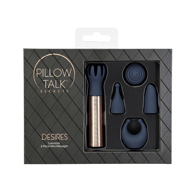  Pillow Talk Secrets Desires 6-Piece Mini Massager Set — Navy