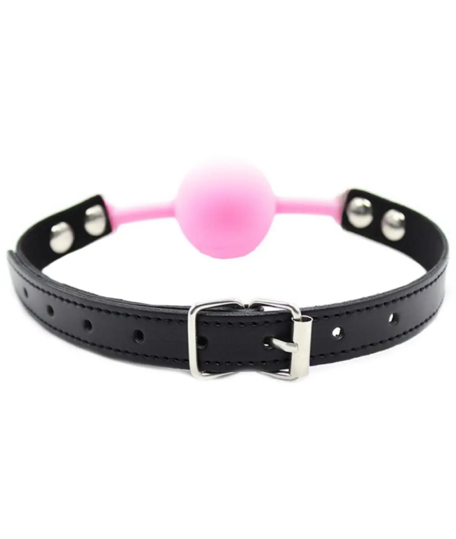   Silicone ball gag metal accesso pink