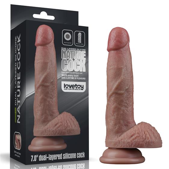   Dual-Layered Silicone Cock 7» Brown  