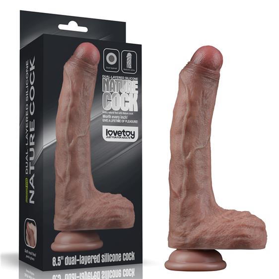   Dual-Layered Silicone Cock 8.5» Brown 